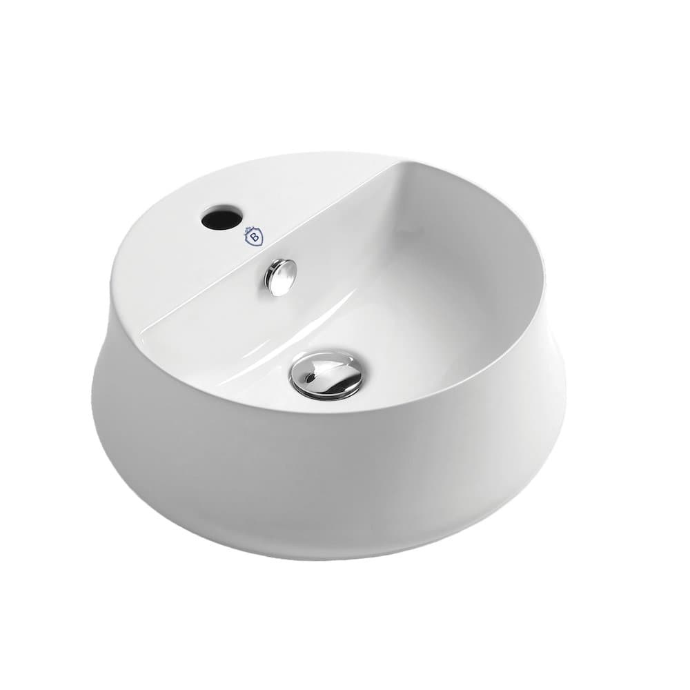 Whitehaus - Britannia Round Above Mount Basin with Single Faucet Hole Drill - White