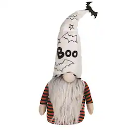 BreeBe - Plush Halloween Ghost Gnome Shelf Sitter 24"H - White