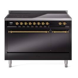 ILVE - Nostalgie II 48 inch Induction Range with 6 Induction Elements - Glossy Black