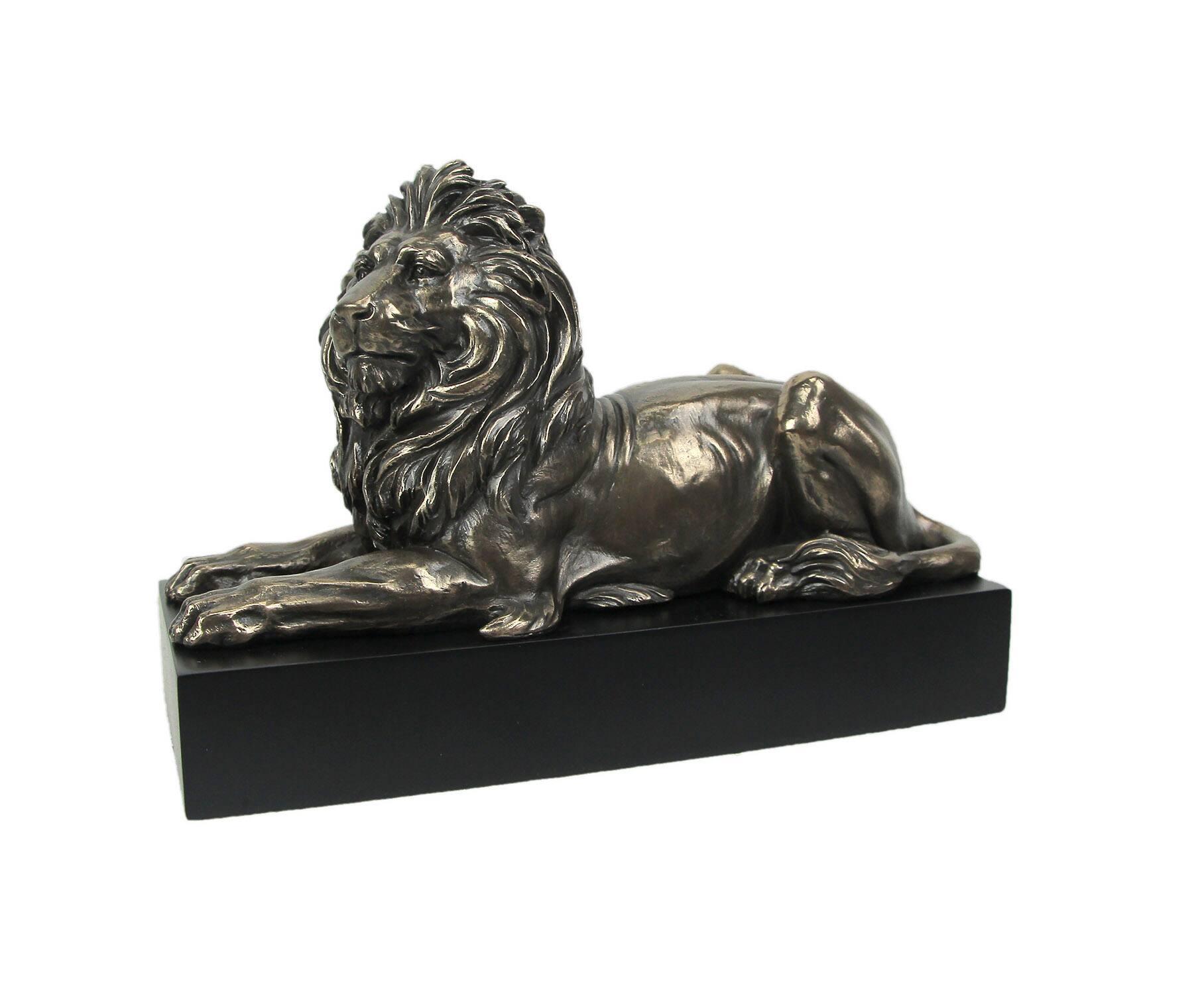 Veronese Design - Metallic Finish Lion Lying on Plinth Tabletop Statue 8.75 Inches Long - Bronze price history on PriceWatchPro