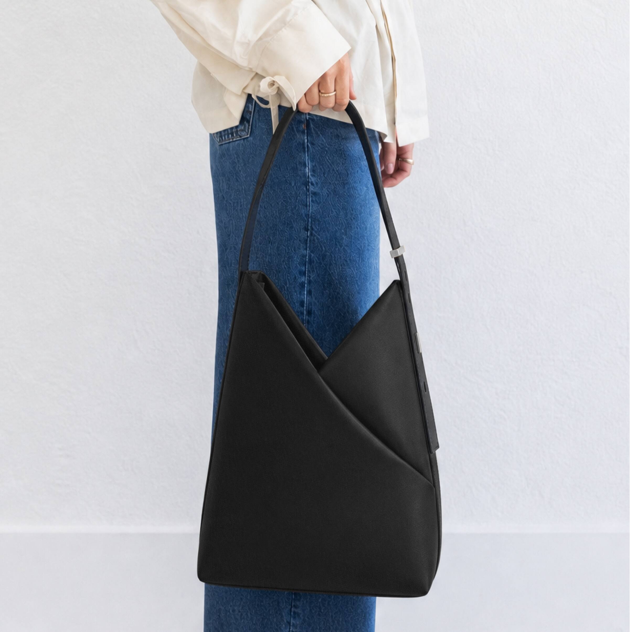 Alt View 3. Lux & Nyx - Lux & Nyx - Origami 15" Laptop Hobo Bag - Convertible Shoulder Bag - Black.