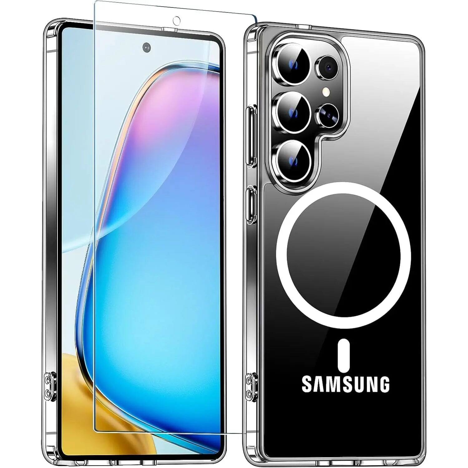 Front. Entronix - Entronix Bundle for Galaxy S25 Ultra - [Magnetic] Clear Case & 1 Screen Protector - Clear.