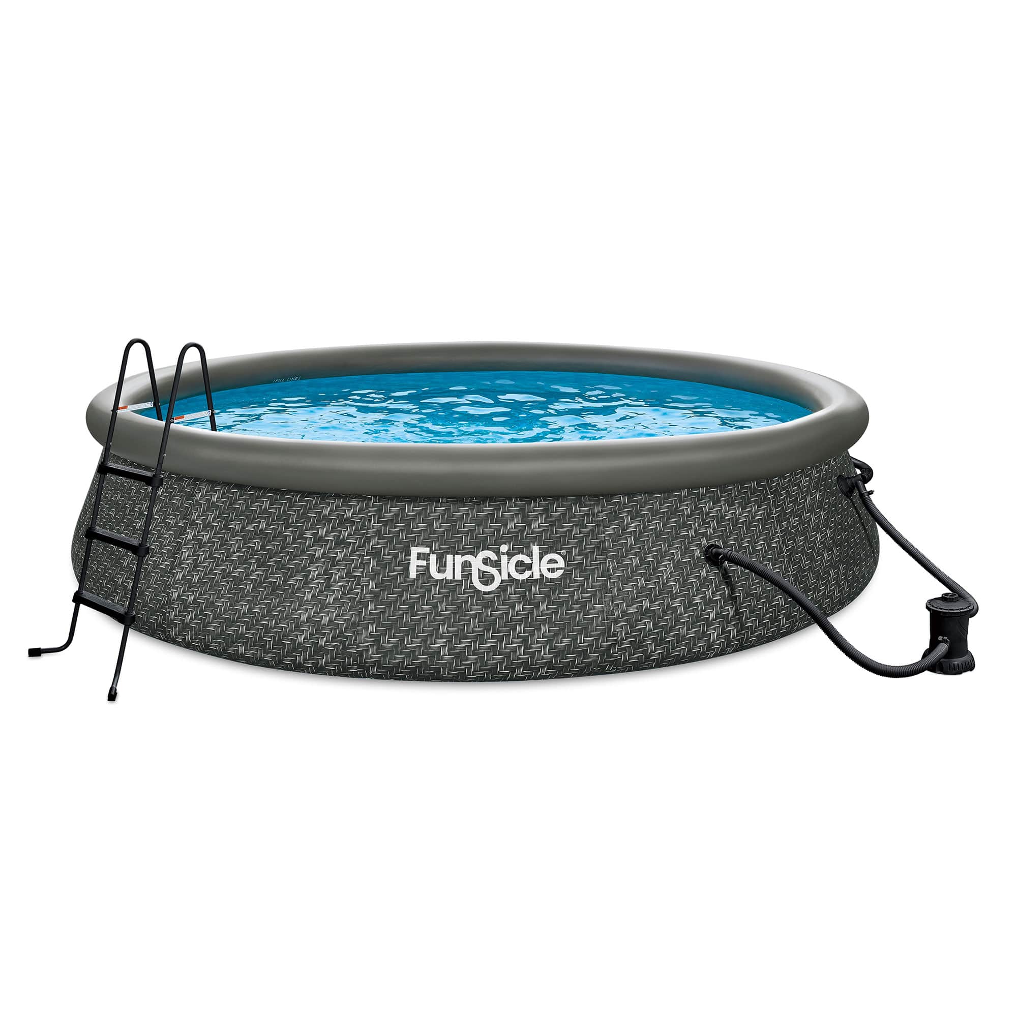 Funsicle - 14' x 36" QuickSet Ring Top Above Ground Swimming Pool, Herringbone - Dark Herringbone