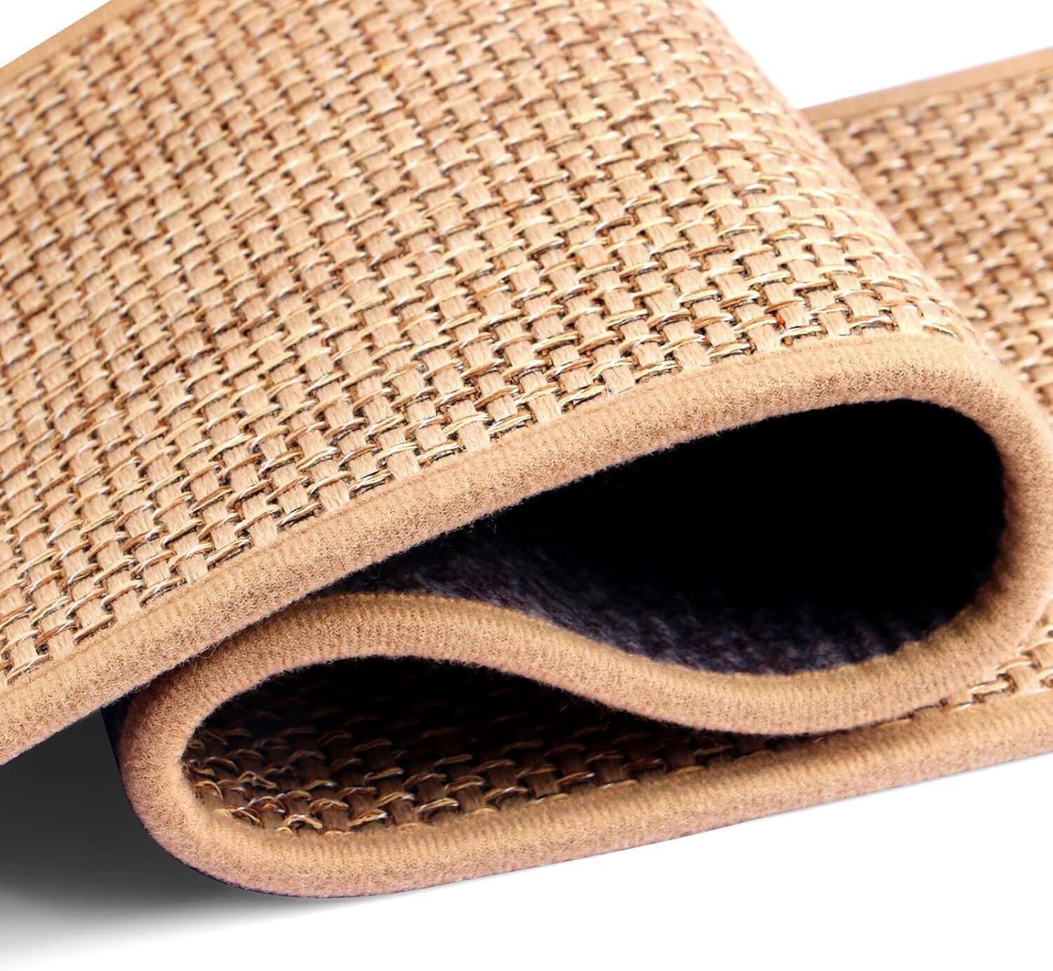 Left. PARKER SLATER - Stair Treads Wooden Steps Indoor Pack Carpet Wood Stairs Machine Washable Runners Elders Pets Beige Unrivaled Non Sli... - Beige.