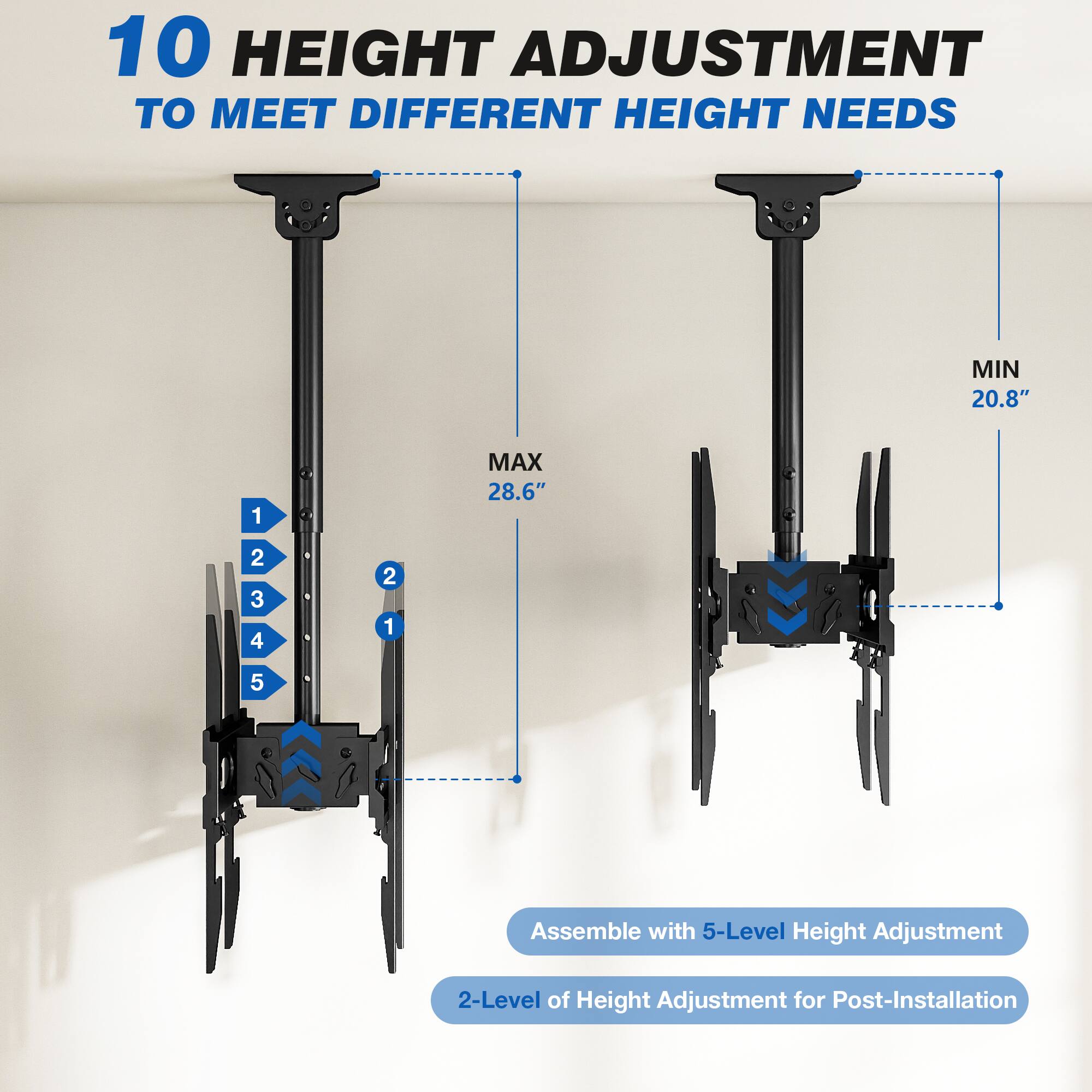 Rfiver Suitable for 26 65 inch dual screen wall mounted TV stands Black ...