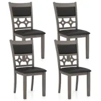 Costway Upholstered Dining Chair Set of 4 Armless Chair with Padded Backrest & Seat - Cappuccino, Black - Front_Zoom