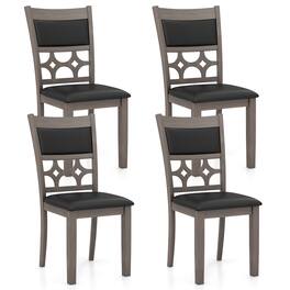 Costway - Upholstered Dining Chair Set of 4 Armless Chair with Padded Backrest & Seat - Cappuccino, Black