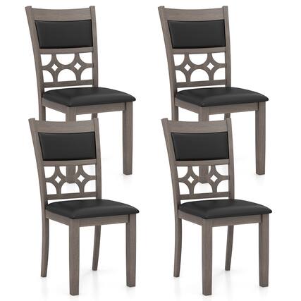 Front. Costway - Upholstered Dining Chair Set of 4 Armless Chair with Padded Backrest & Seat - Cappuccino, Black.
