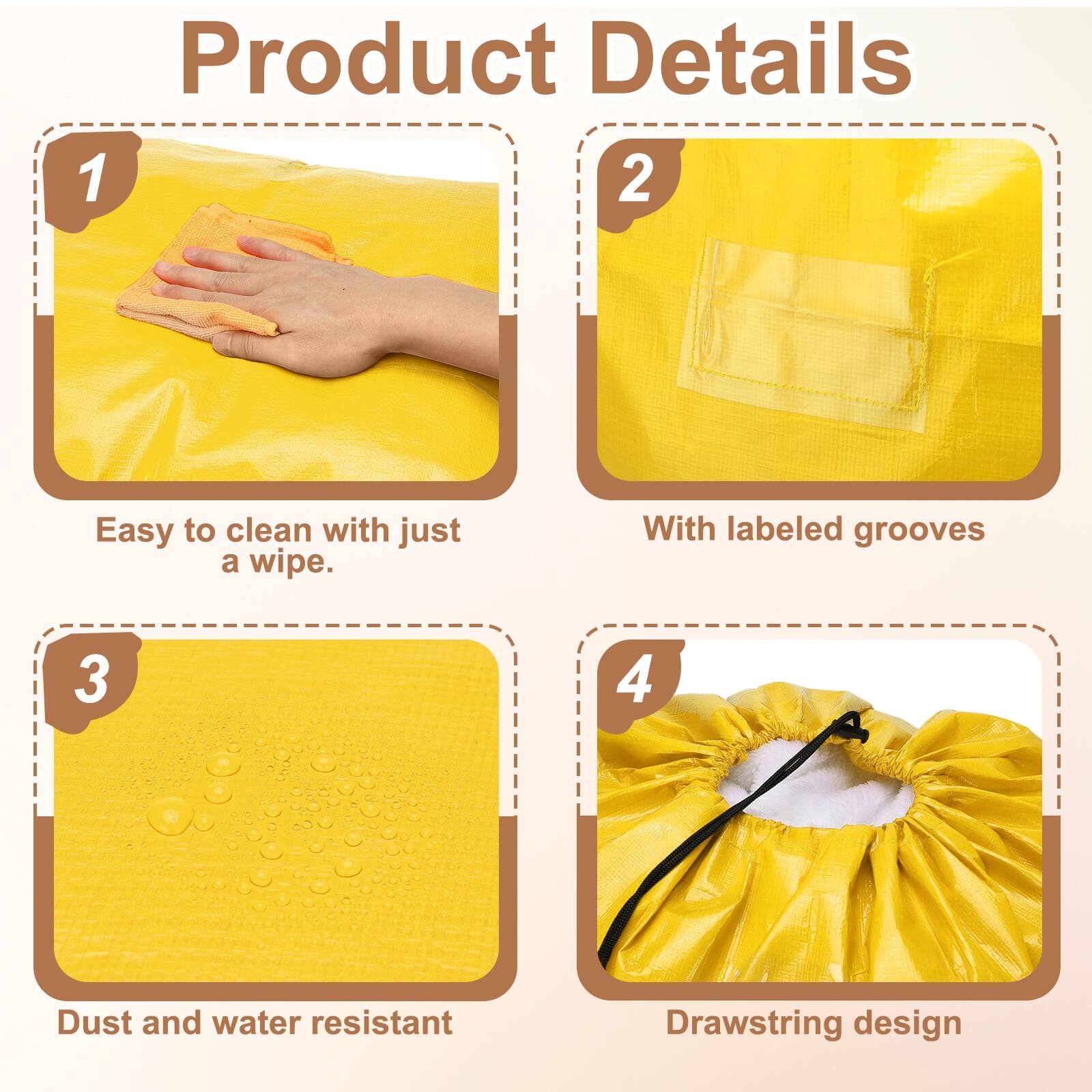 Product Details

1. Easy to clean with just a wipe.
2. With labeled grooves
3. Dust and water resistant
4. Drawstring design
