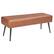 Front. VEVOR - Leather Bedroom Bench, PU Leather Bench with Metal Legs and with Stitching for Entryway, Upholstered Shoe Bench Seat - Brown.