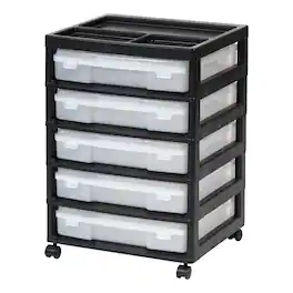 IRIS USA - Plastic Scrapbook Storage Cart - Black