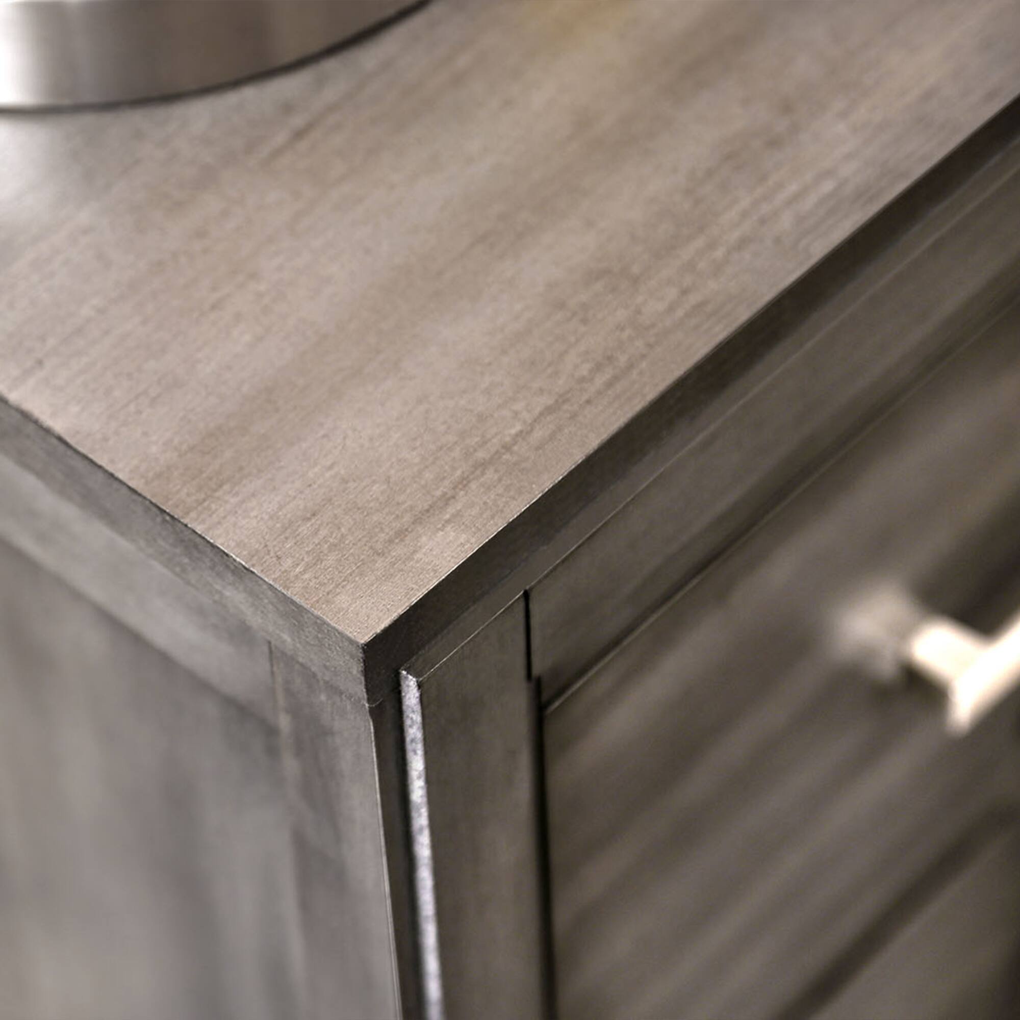 Alt View 2. Vaczon - Solid Wood Nightstand with Wood Veneer, Soft Felt-Lined Drawer, and Silent Ball Bearing Glides for Bedroom - Gray.