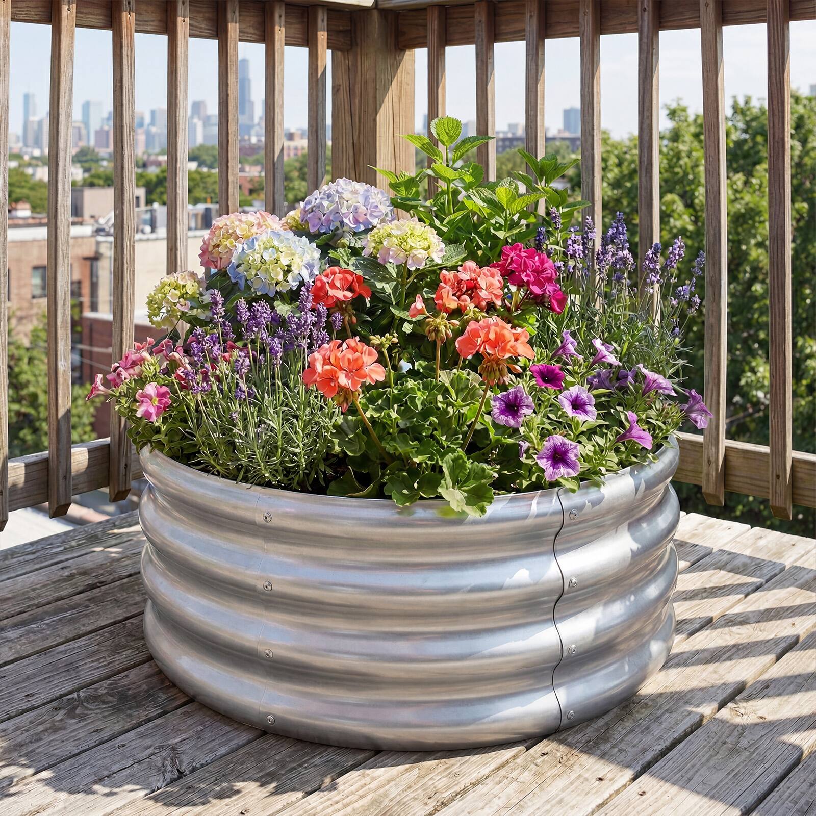 Alt View 5. Costway - Costway 2 PCS 24" x 24" x 11.5" Galvanized Raised Garden Bed, Round Planter Box with Open-Ended Base - Sliver.