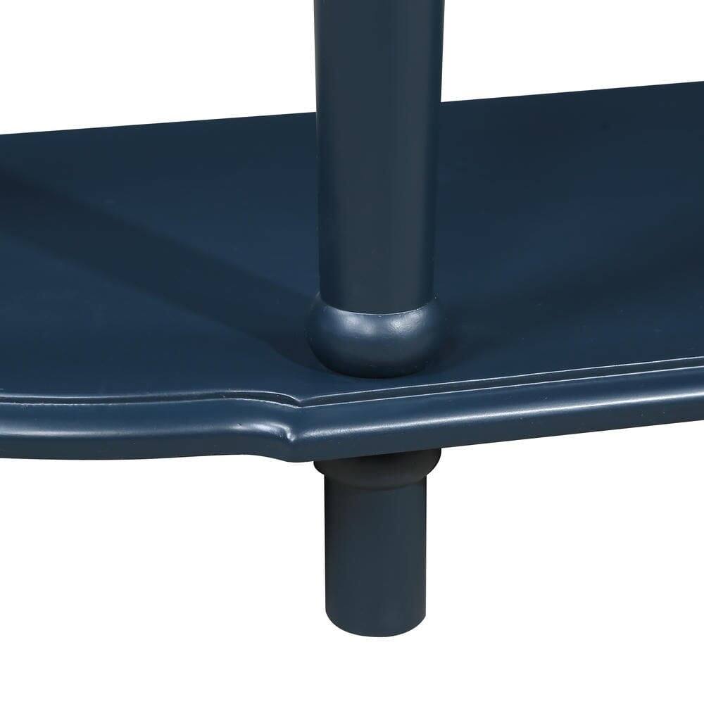Alt View 5. Kadyn - Retro Curved Wood Console Table, 52 inch Circular Half Moon Sofa Table with Open Shelf and 2 Drawers, Living Room - Blue.