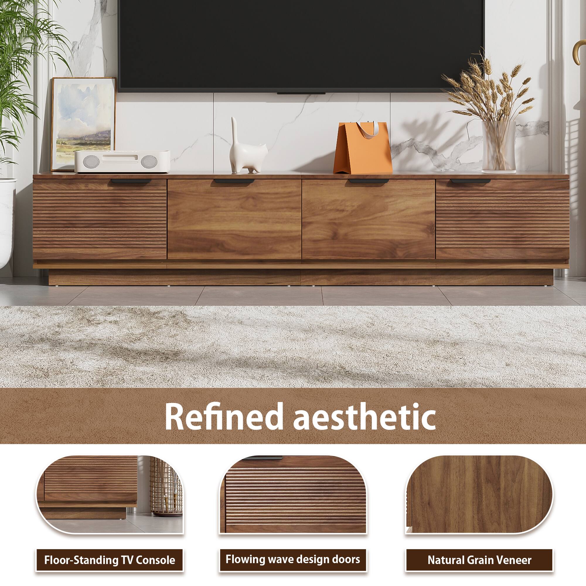 MERAVOM Mid Century Modern TV Stand for TVs up to 85