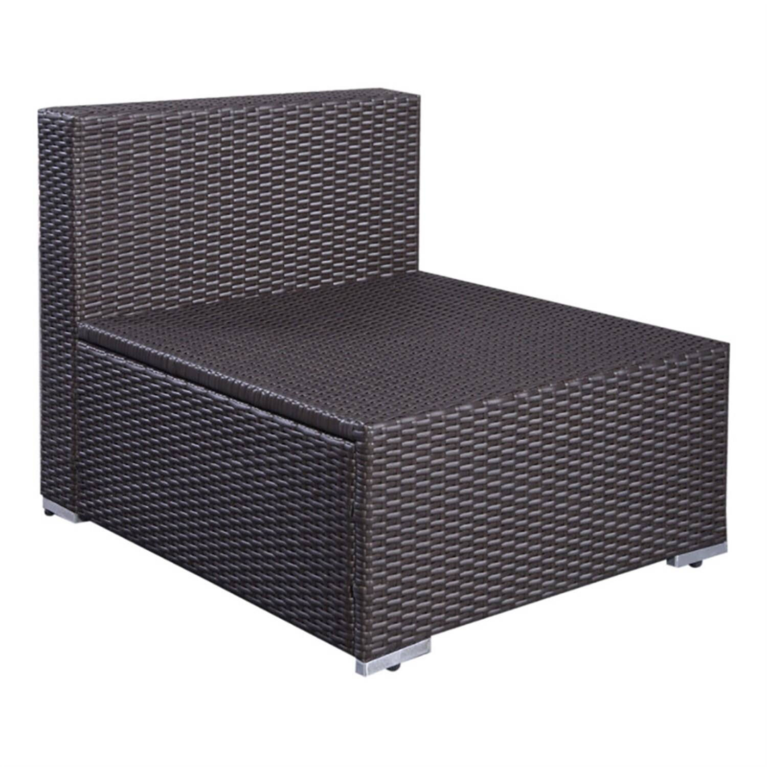 Back. Kadyn - 7 Pcs Outdoor Patio Furniture Set Modular Patio Set Wicker Outdoor Sectional Sofa Set Rattan Patio Conversation Sets wit - Black.