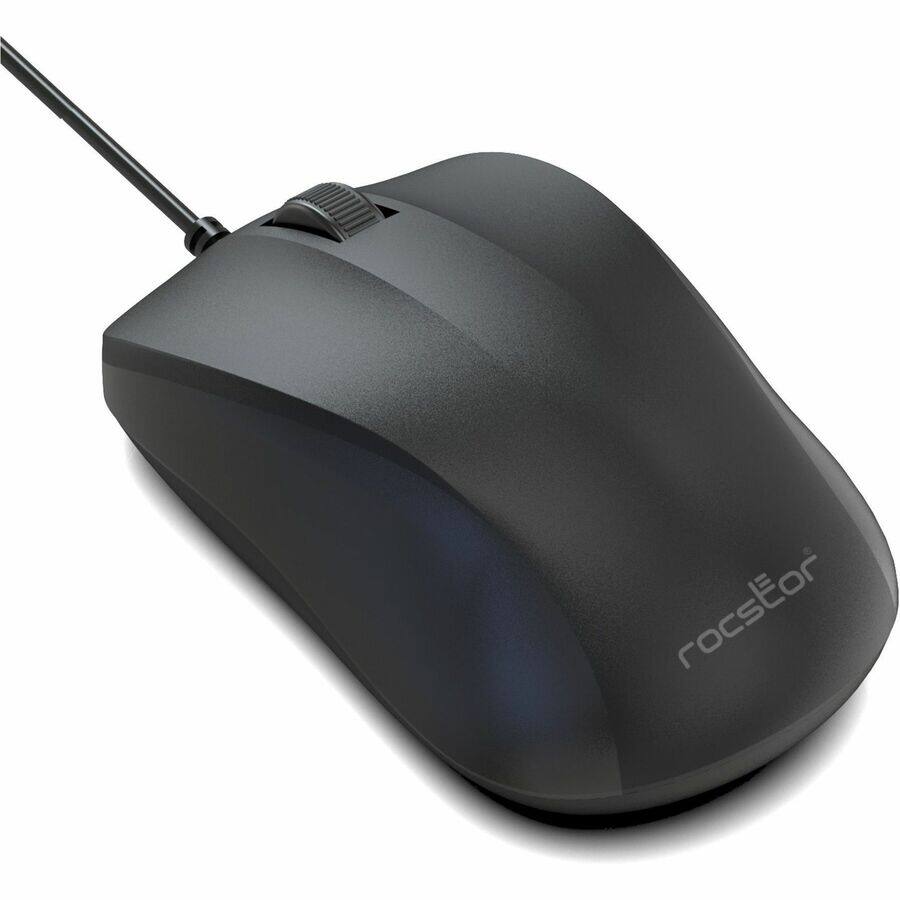 Alt View 3. Rocstor - Rocstor Premium QM1 Silent Clicking USB Wired Contoured Mouse - 1200 dpi - Optical - Cable - Black - USB - 1200 dpi - Sc - Black.