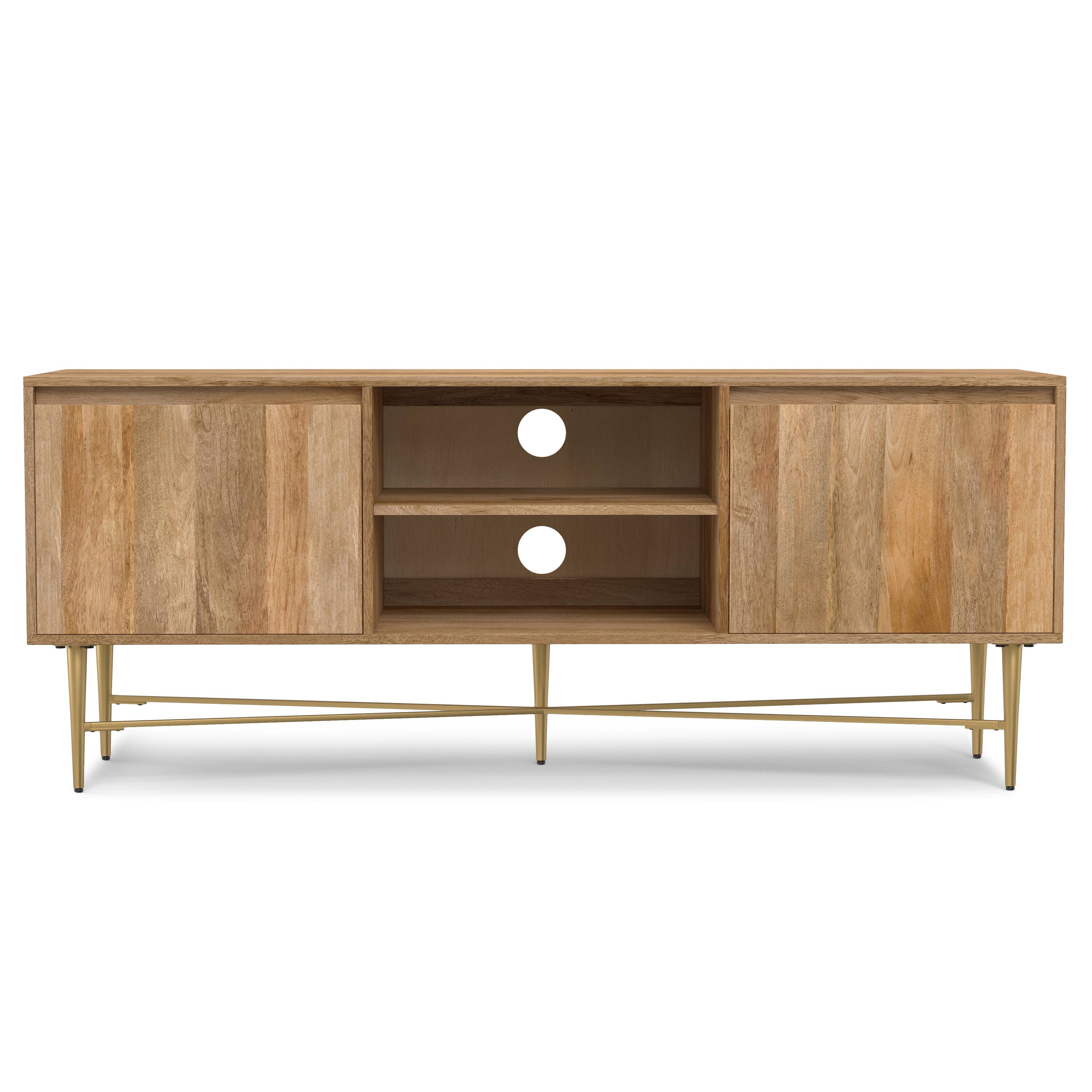 Left. Simpli Home - Fallon SOLID MANGO WOOD 60 inch Wide Contemporary TV Media Stand - Natural.