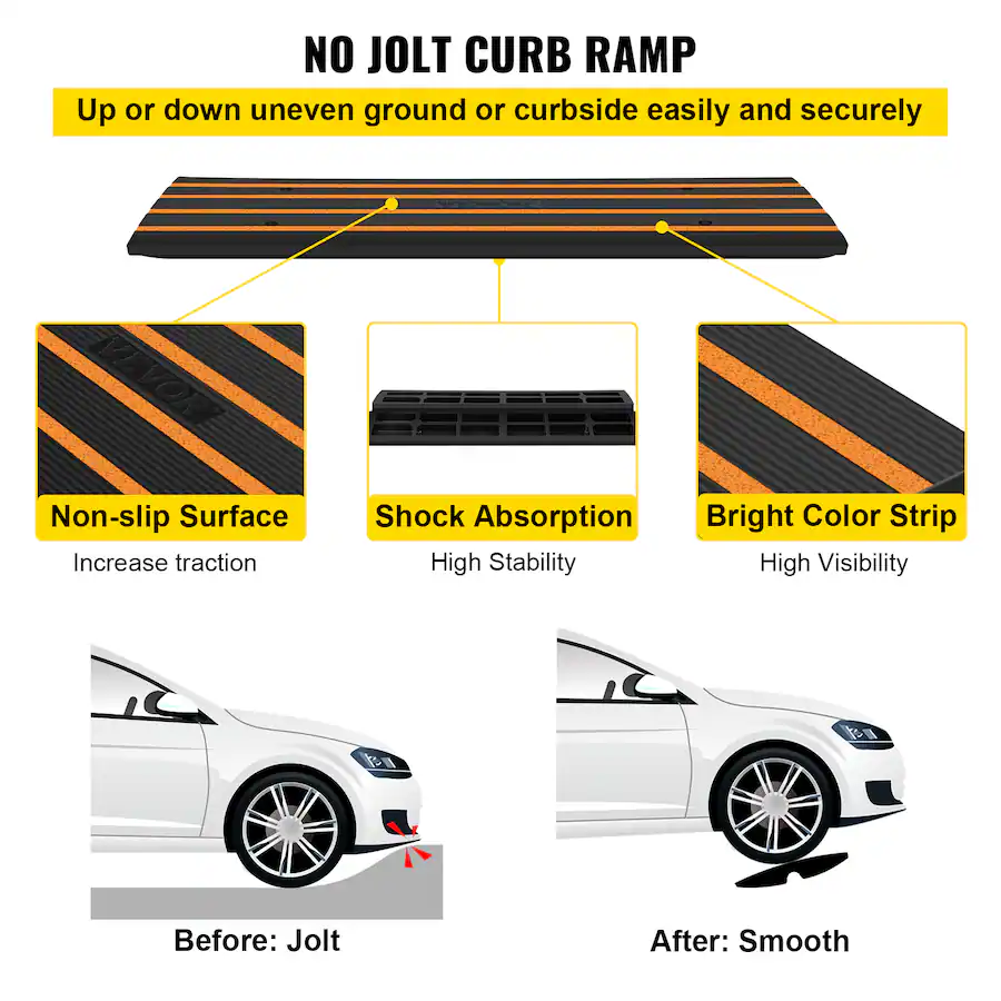 Univen Ramp VEVOR Curb Ramp,3 Pack Rubber Driveway Ramps,Heavy Duty 33069 lbs ...