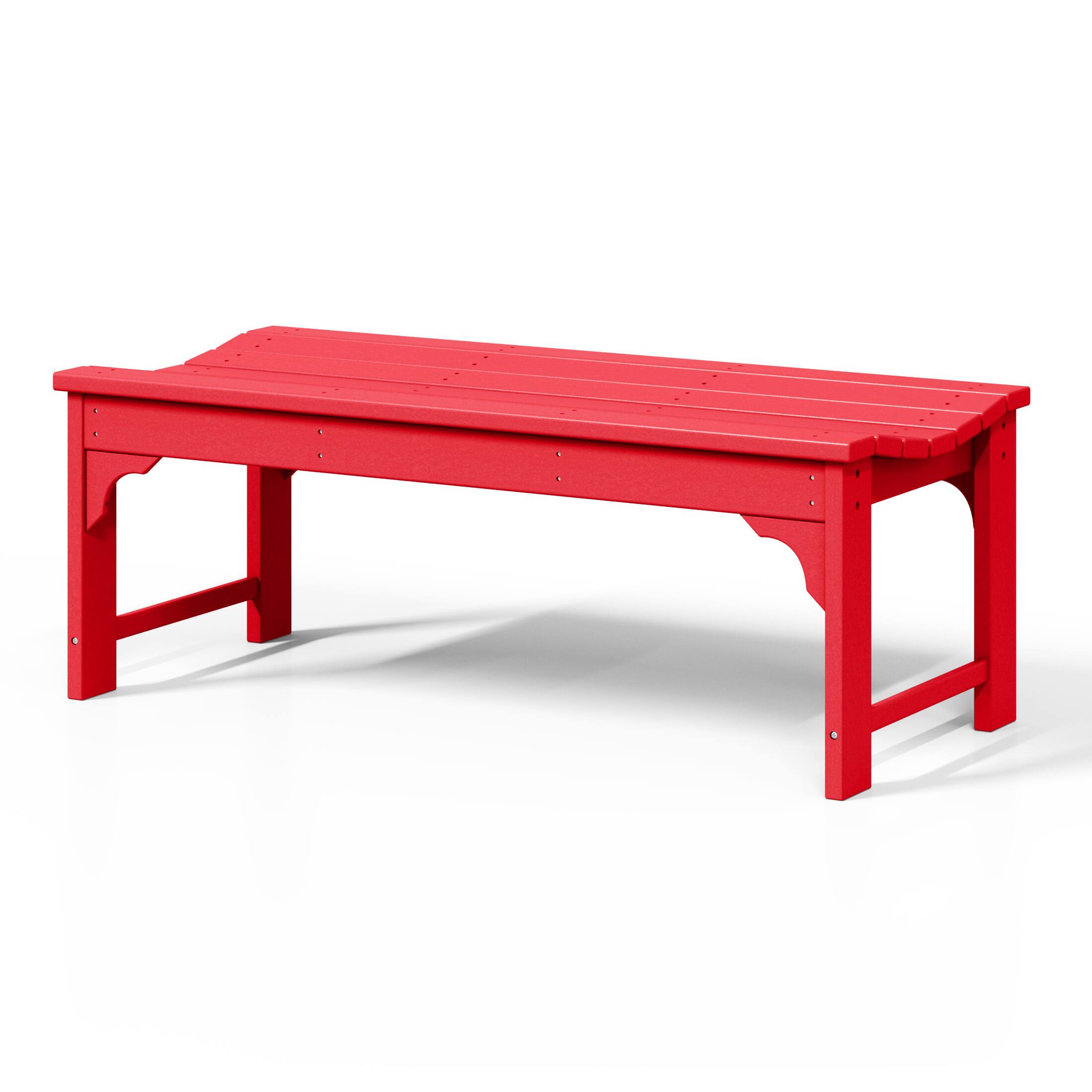 Back. WestinTrends - WestinTrends Malibu 48" length backless Poly Wood Outdoor / Garden bench - Red.