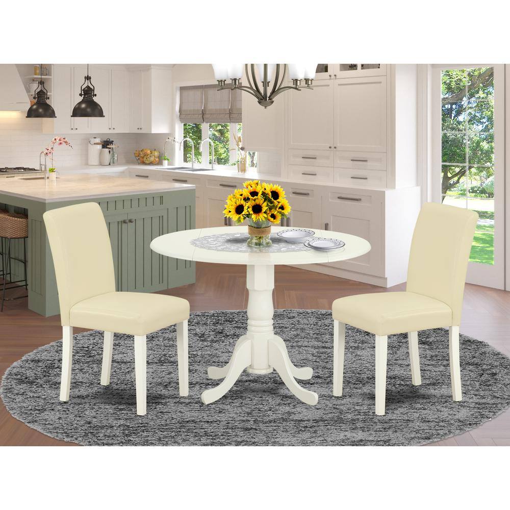 Left. East West Furniture - Dining Room Set Linen White - Brown.