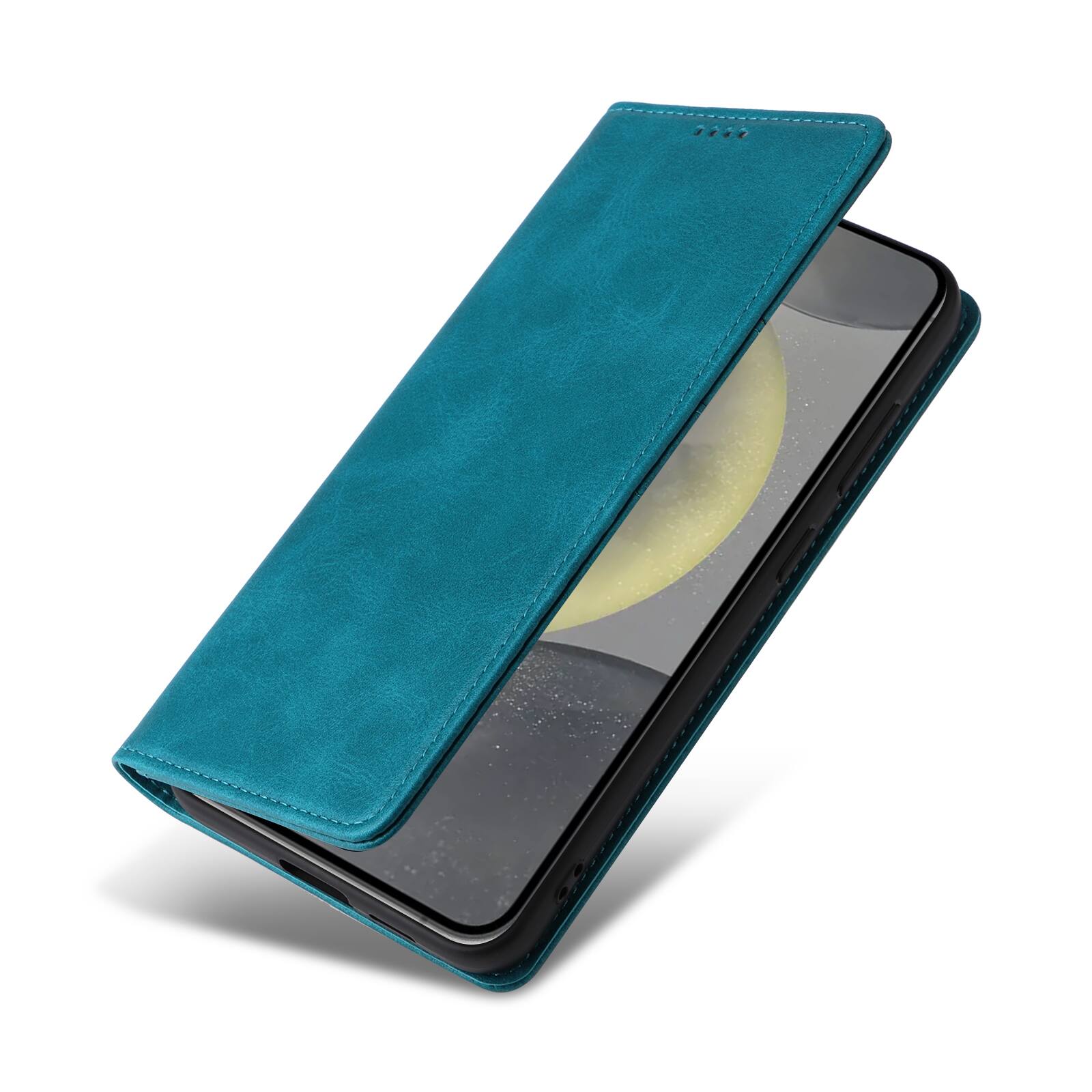 Left. Dteck - Folio Case for Samsung Galaxy S25,Wallet Case with Card Holder for Women Men,Shockproof PU Leather Flip Kickstand Cover - Bluegreen.