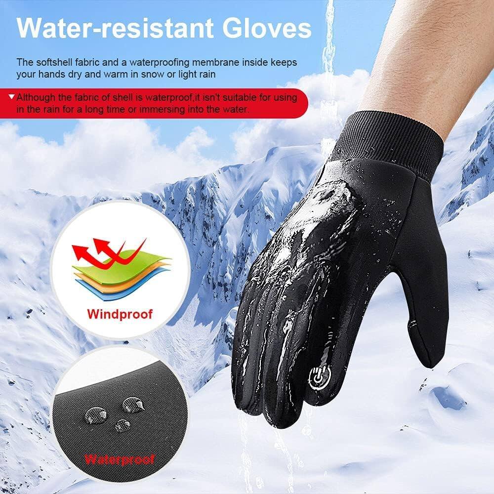 Water-resistant Gloves

The softshell fabric and a waterproofing membrane inside keep your hands dry and warm in snow or light rain.

- Although the fabric of the shell is waterproof, it isn't suitable for using in the rain for a long time or immersing into the water.

Windproof

Waterproof