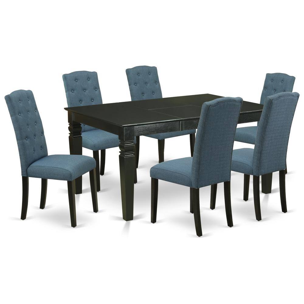 Back. East West Furniture - Dining Room Set Black - Brown.