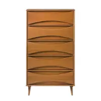Walker Edison - Mid-Century Modern 5-Drawer Curved-Front Chest - Caramel - Front_Zoom