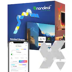 nanoleaf Smarter by Design 3 Nanoleaf Shapes + 10x Connect + bnoa Na 9:41 Battlestation My Shapes all $9 Wor I meKit d Now Playing Energize All Favorite Playlist + Create Scene Magic Scone Energize Morning Sky
