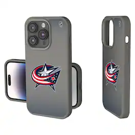 Keyscaper - NHL - Columbus Blue Jackets Linen Logo iPhone Soft Touch Case - 14 - Gray