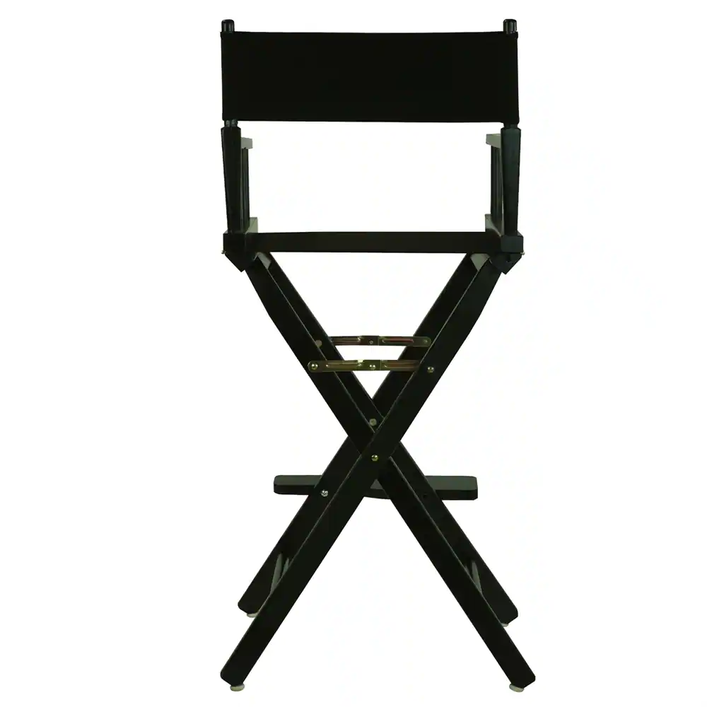 Angle. FurniFact - Black Canvas Director Chair with Solid Hardwood Frame - Black Frame/Black Canvas.