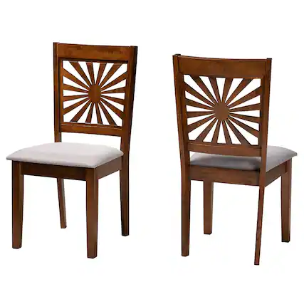 Front. Baxton Studio - Olympia Modern Fabric and Finished Wood 2-Piece Dining Chair Set - Grey/Walnut Brown.