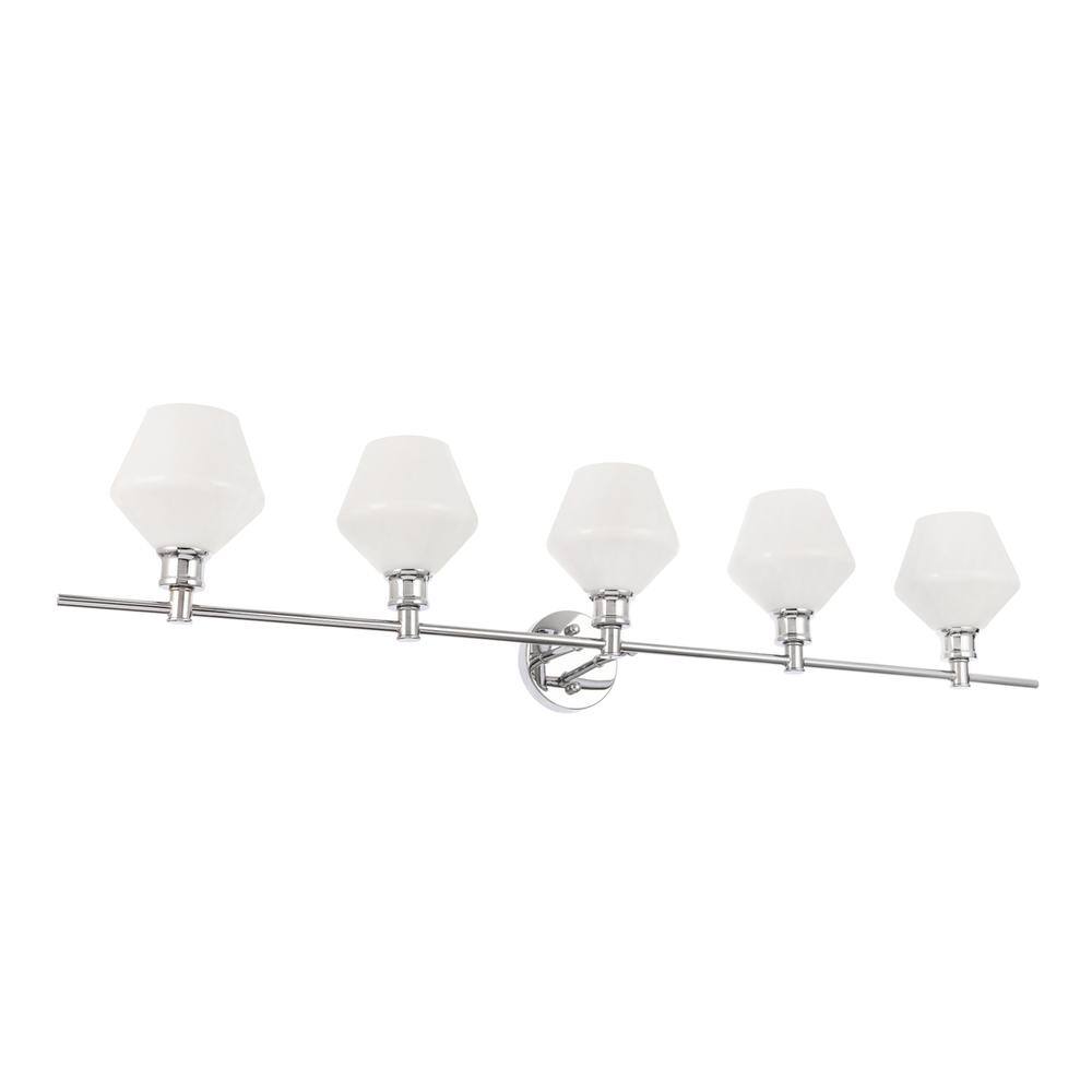 Alt View 3. Living District - Gene 5 light Chrome and Frosted white glass Wall sconce - Chrome And Frosted White Glass.