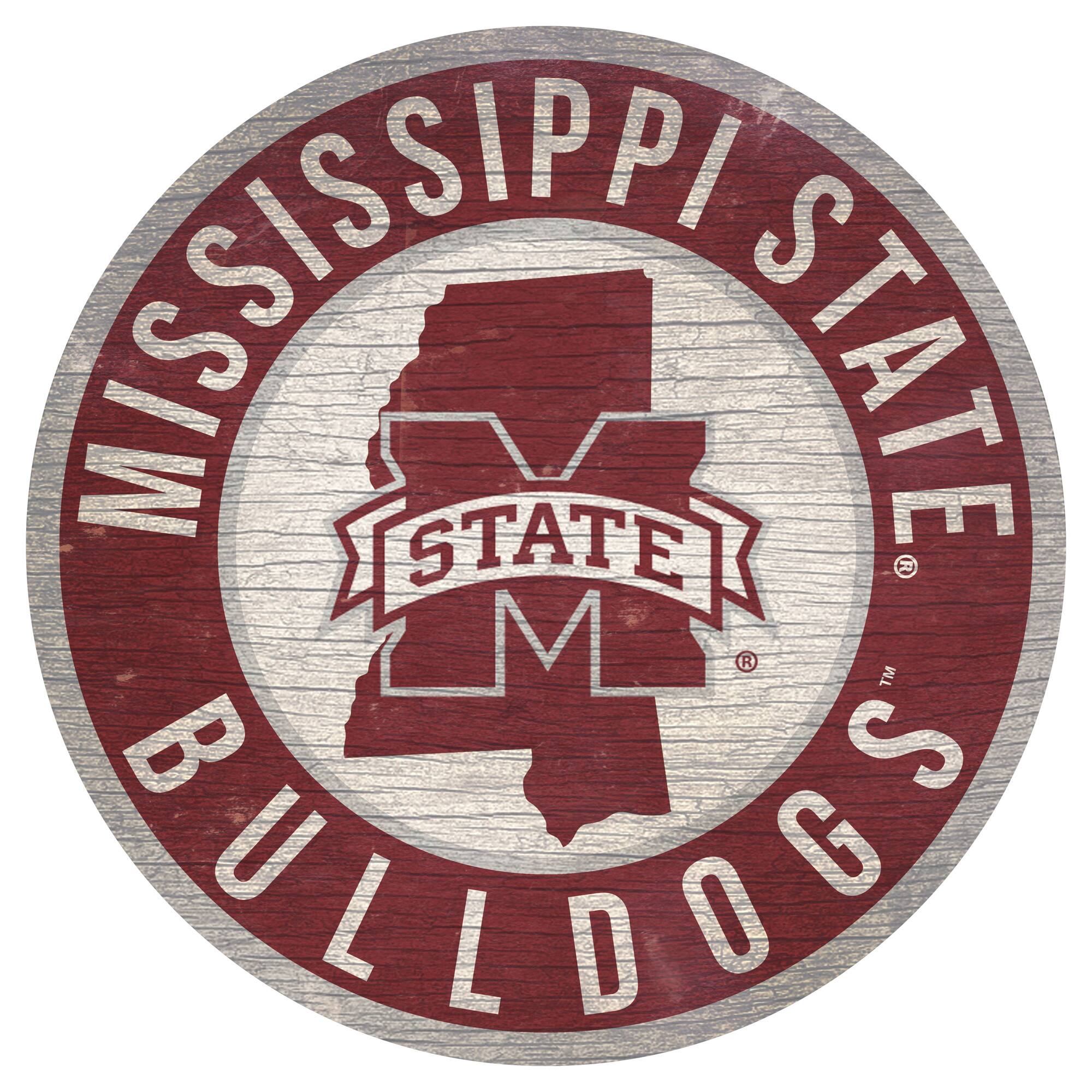Mississippi State Bulldogs 12'' x 12'' State Circle Sign