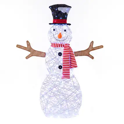 Front. Boyel Living - Lighted Snowman Christmas Decoration with Cold White LED Lights-White - White.