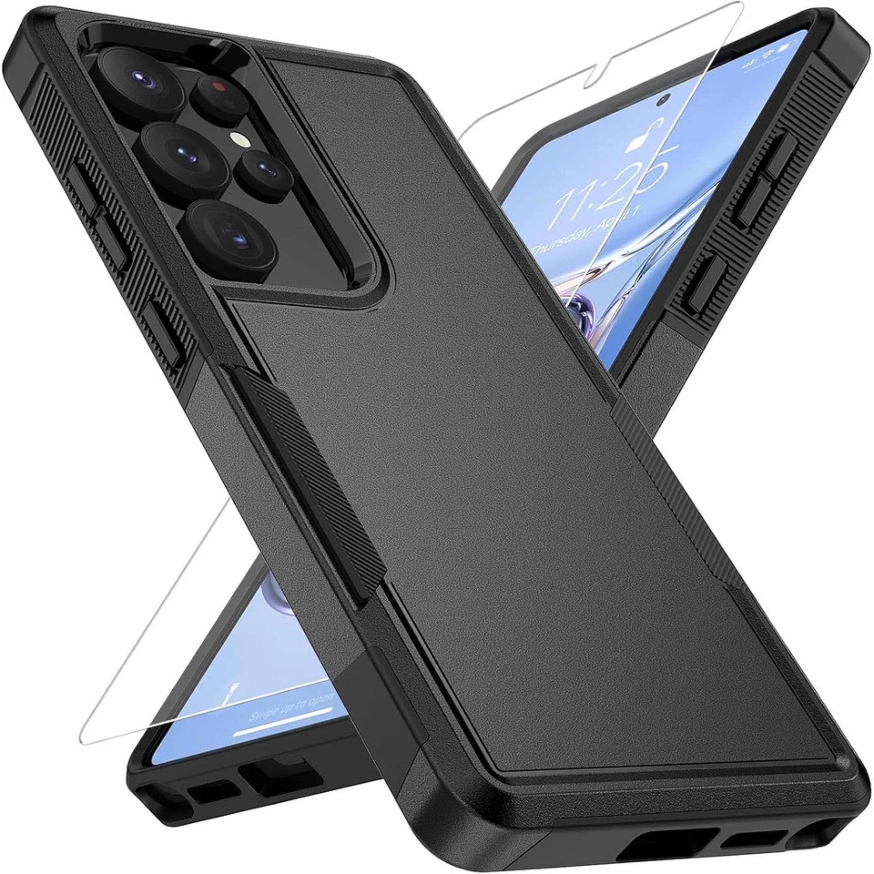 Kitcheniva - Phone Cover Shockproof Plus Tempered Glass For Samsung Galaxy S25 - Black price history on PriceWatchPro