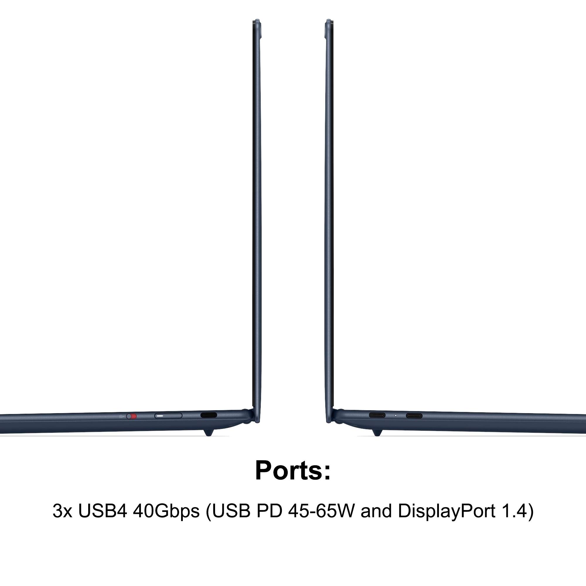 Ports:  
3x USB4 40Gbps (USB PD 45-65W and DisplayPort 1.4)