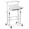 Costway - Mobile Stand up Computer Desk Rolling Standing Laptop Cart with 2 Tilting Desktops Height Adjustable - White