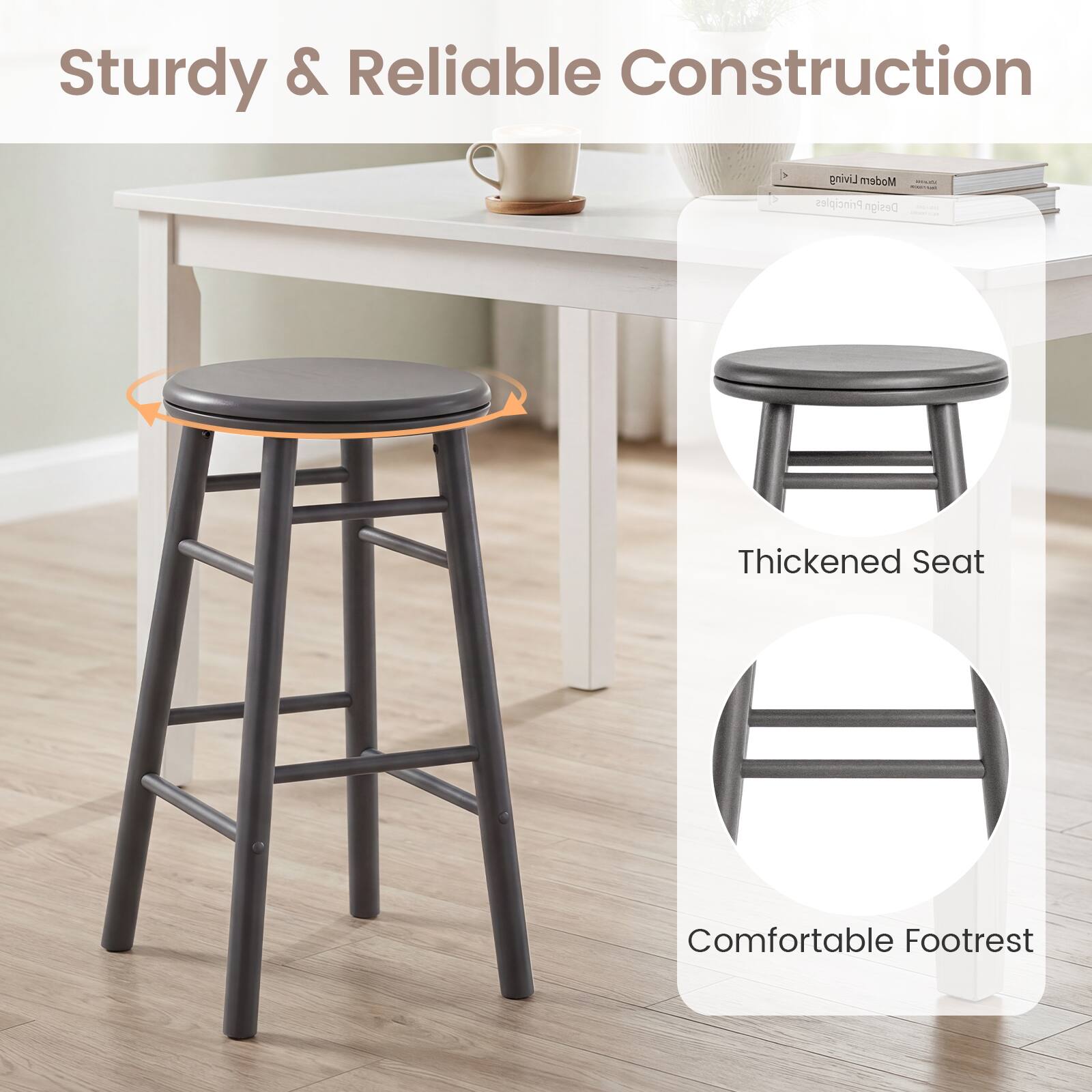 Sturdy & Reliable Construction

Thickened Seat

Comfortable Footrest