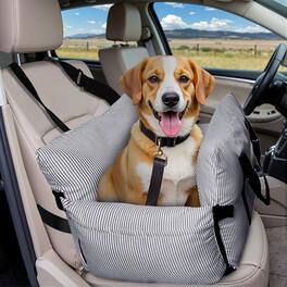 wowmax - Small/Medium Dog Car Seat (40lbs) - Elevated Booster w/Safety Belt, Non-Slip Base & Storage Pockets, Navy 30" - Blue