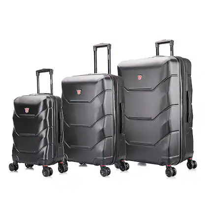 Front. DUKAP - Zonix Lightweight Hardside 3 Piece Luggage Set 20"/26"/30" - BLACK.