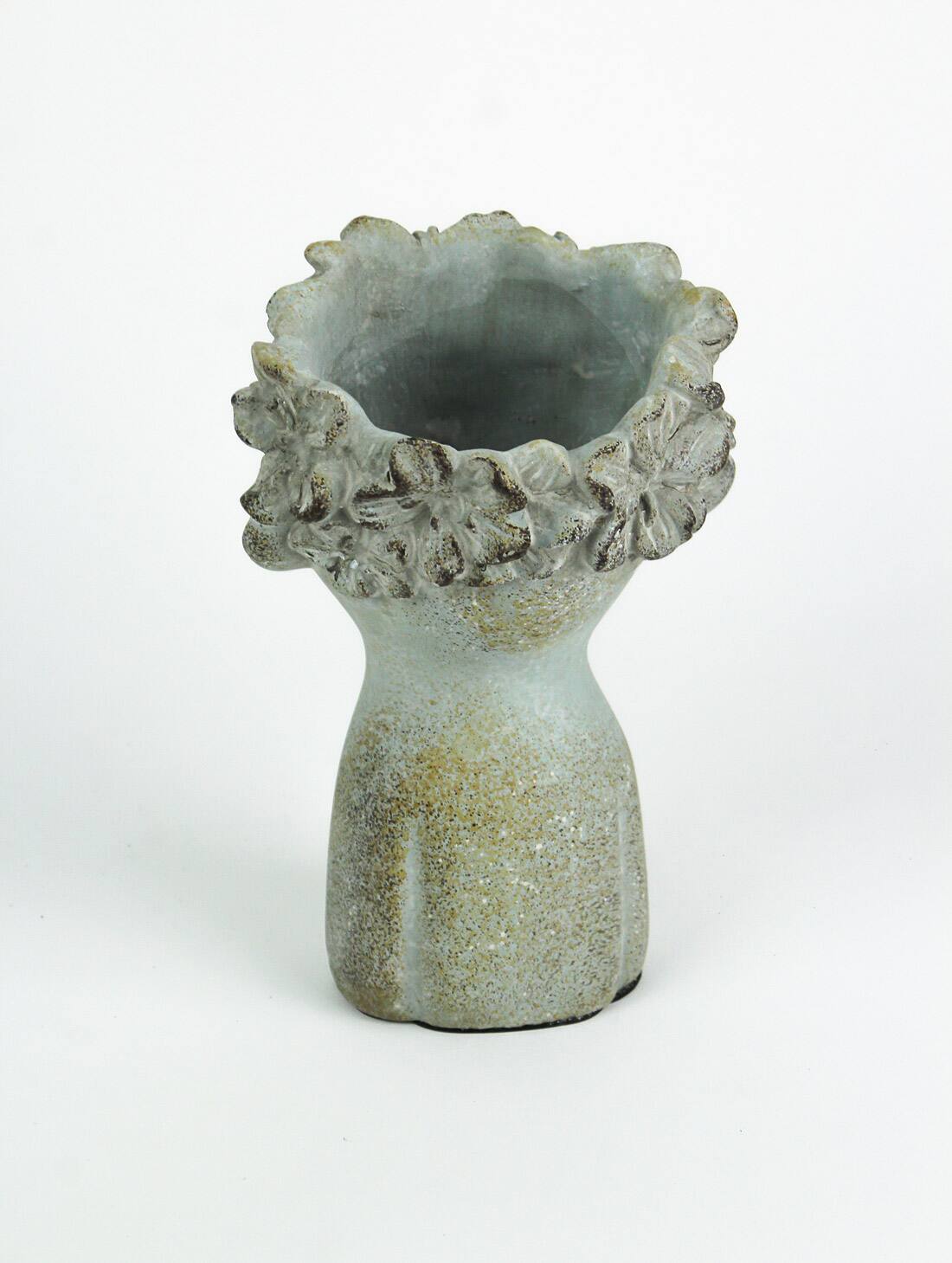 Alt View 2. Things2Die4 - Set of 2 Pucker Up Junior Kissing Face Weathered Finish Concrete Head Planter - Grey.