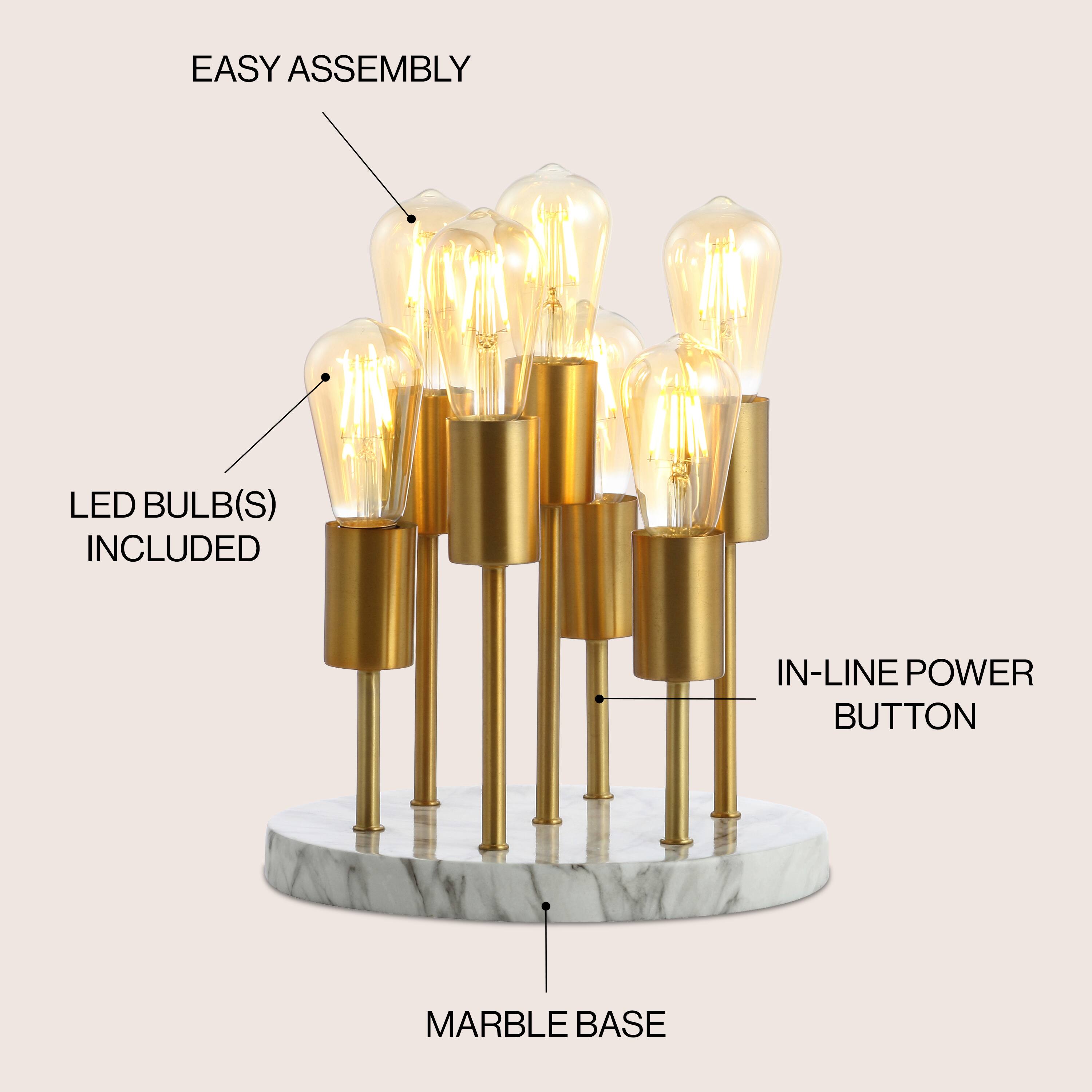 EASY ASSEMBLY  
LED BULB(S) INCLUDED  
IN-LINE POWER BUTTON  
MARBLE BASE