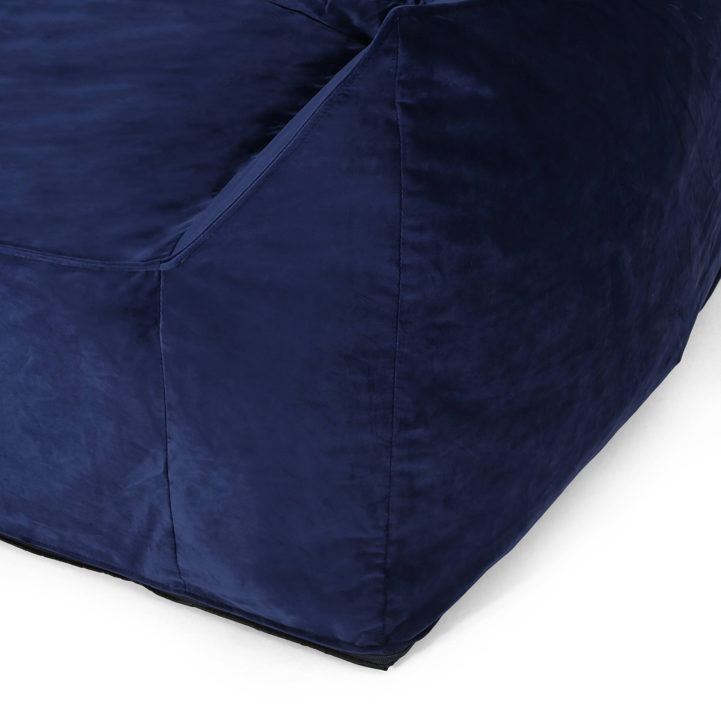 Alt View 2. LOVMOR - Oversized Velvet Bean Bag Chairs Removable Washable Cover For Living Room Bedroom Dorm Soft Touch Plush Indoor - Blue Solid.