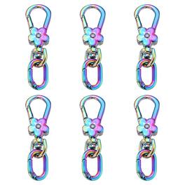 Unique Bargains - 6pcs Metal Keychain Clip Swivel Lobster Claw Clasp Quick Release Oval Key Ring Detachable for Crafts Bag Lanyard - Colored