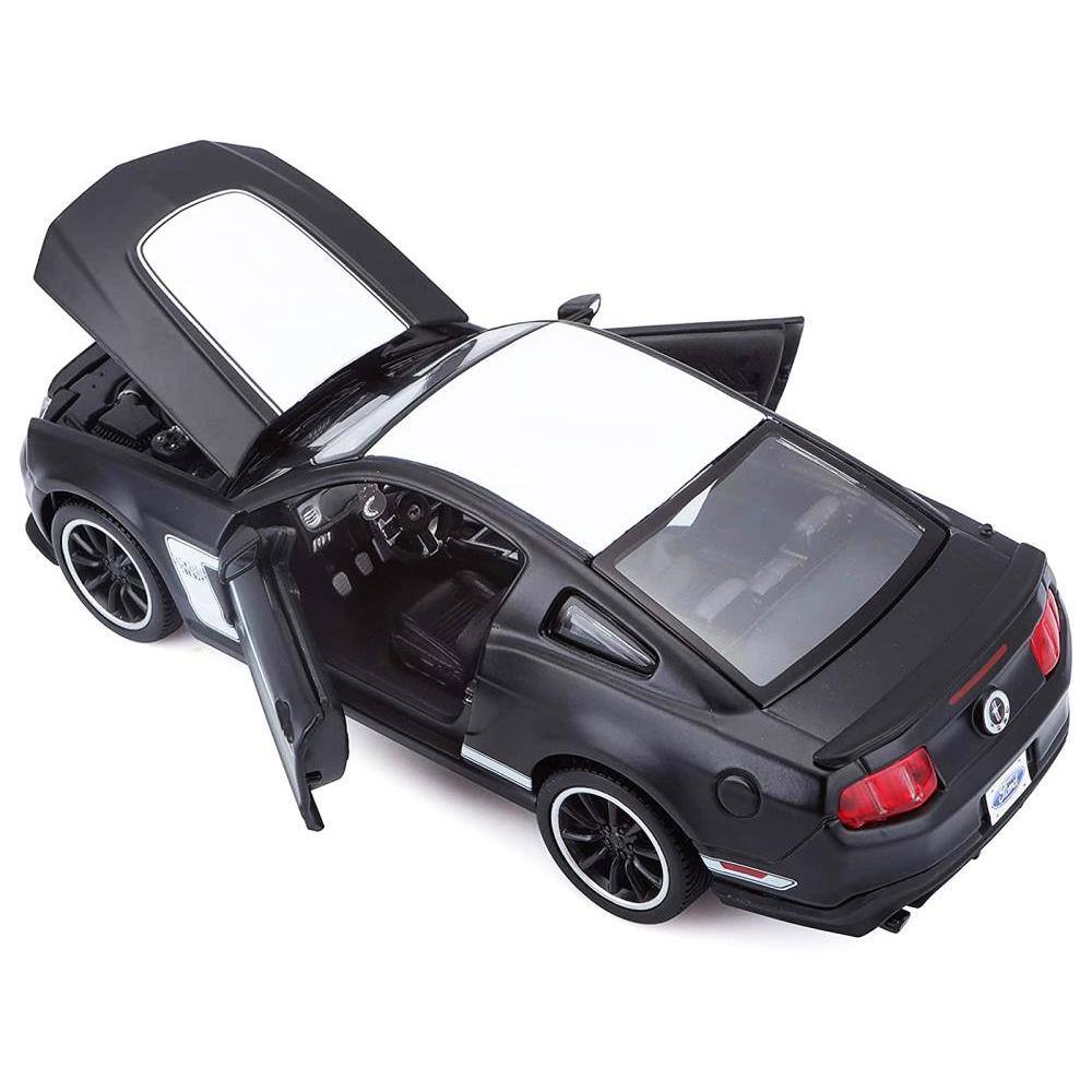 Angle. Maisto - 2012 Ford Mustang Boss 302 Matt Black and White 1/24 Diecast Model Car by Maisto - Matt Black and White.