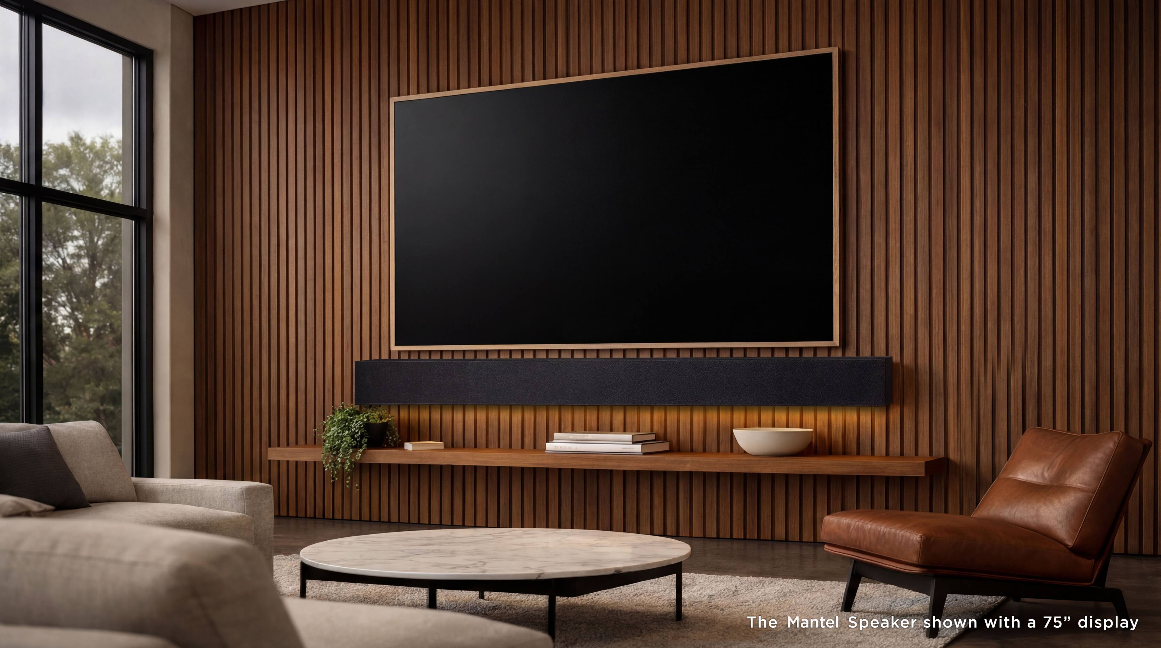 The Mantel Speaker shown with a 75" display