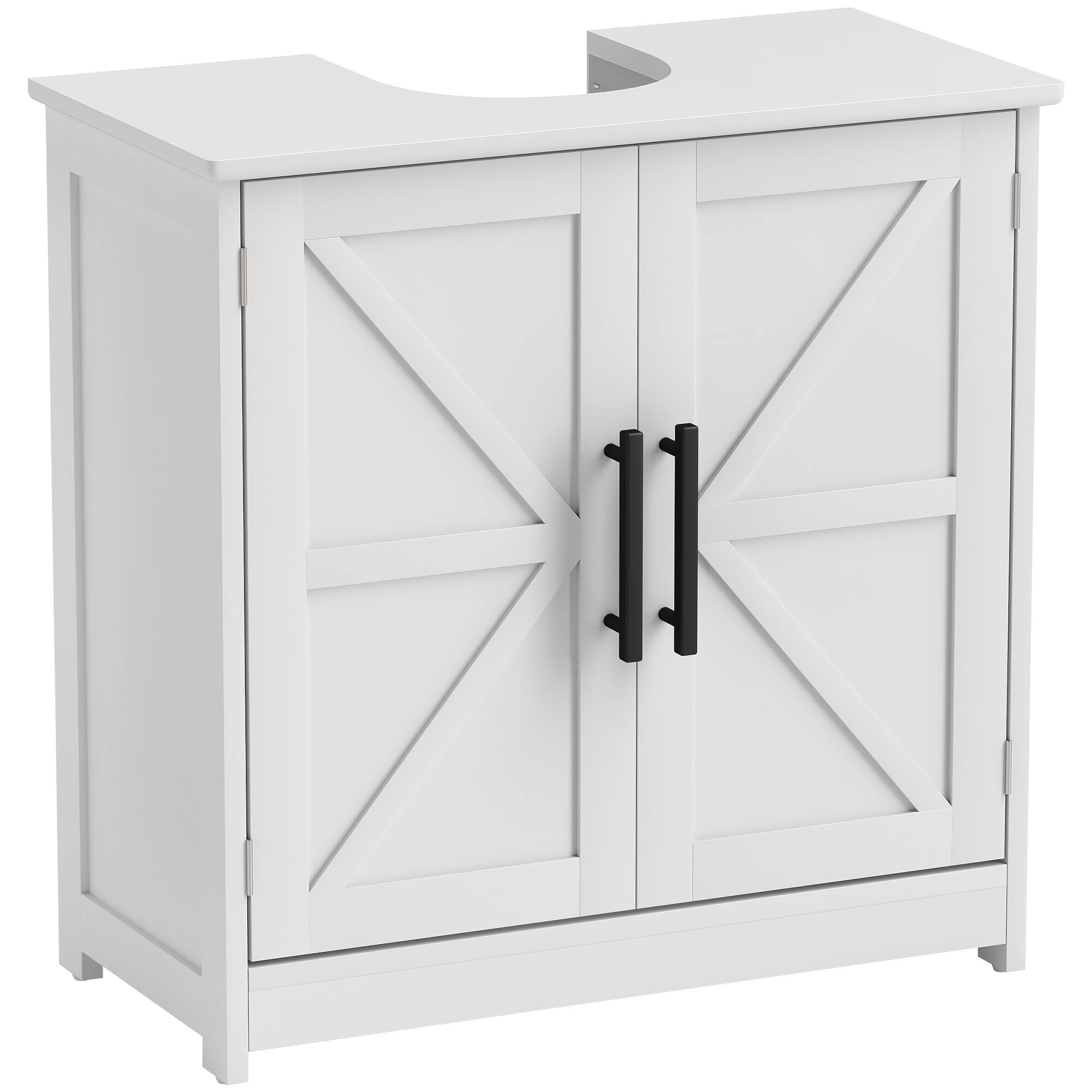 Pedestal Sink Storage Cabinet, Farmhouse Freestanding Bathroom Sink Cabinet with 2 Barn Doors and Adjustable Shelf