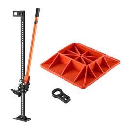 VEVOR - Farm Jack with Base, 48" Utility High Lift Farm Jack, 3.18 Ton (7,000 lbs) Capacity Ratcheting Off Road Utility Jacks - Black;Orange